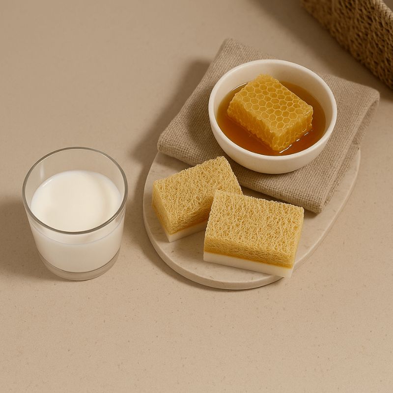 Luffa Seife Ziegenmilch & Honig – Feuchtigkeit & Hautberuhigung